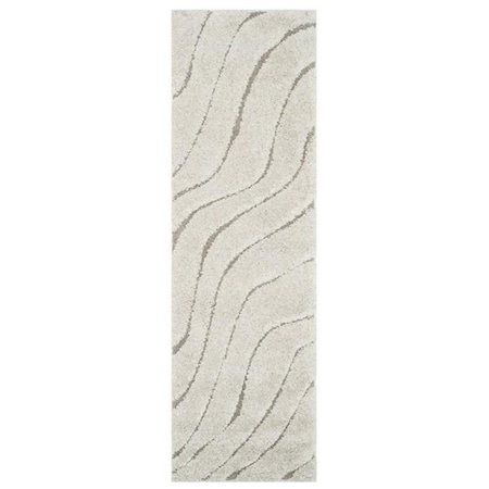 Safavieh 2 ft. 3 in. x 11 ft. Shag Power Loomed Runner Area Rug; Cream & Beige SG472-1113-211